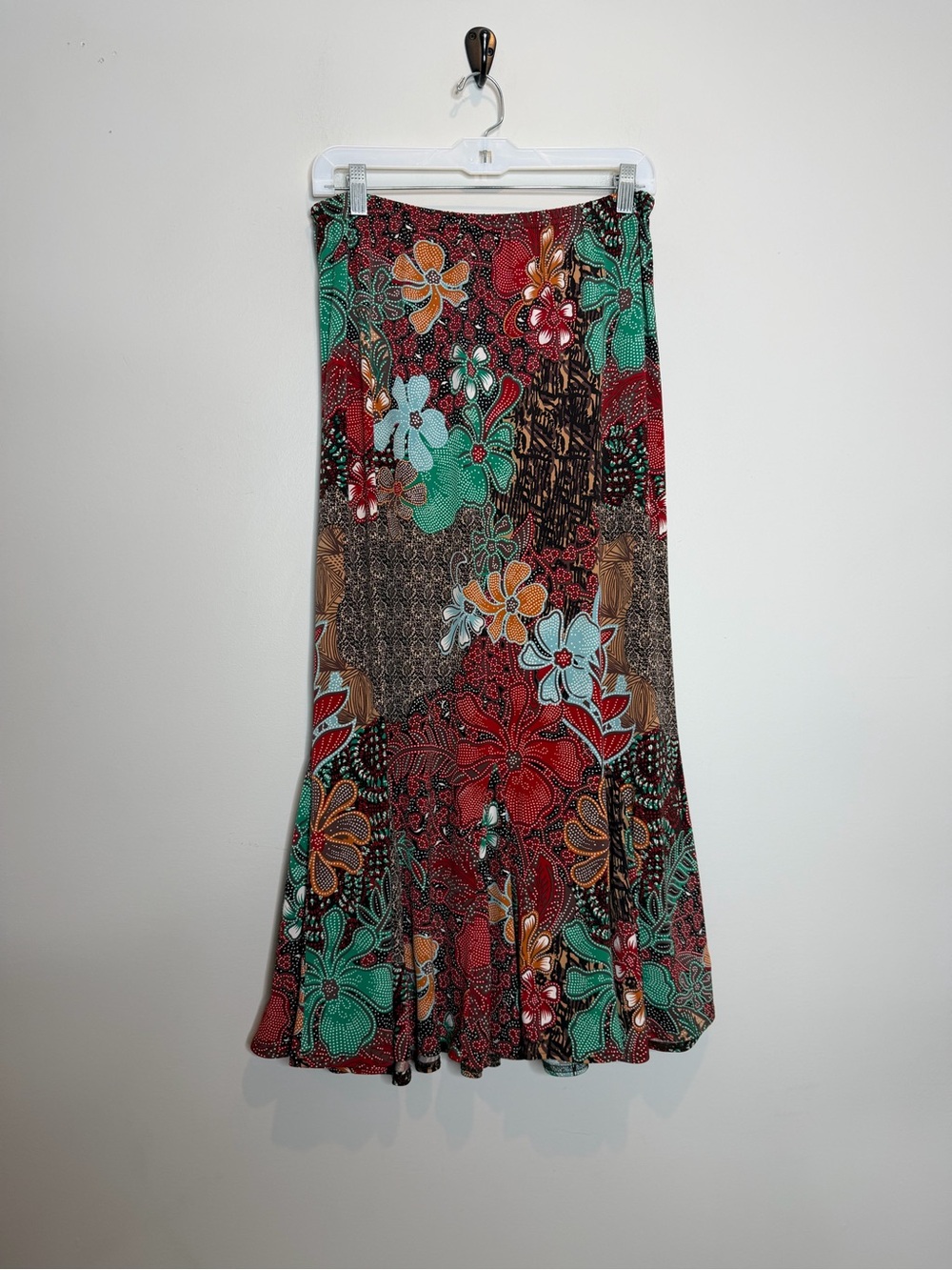 Christopher & Banks Y2K Maxi Skirt S Floral Patchwork Boho Mermaid Flare 2000s